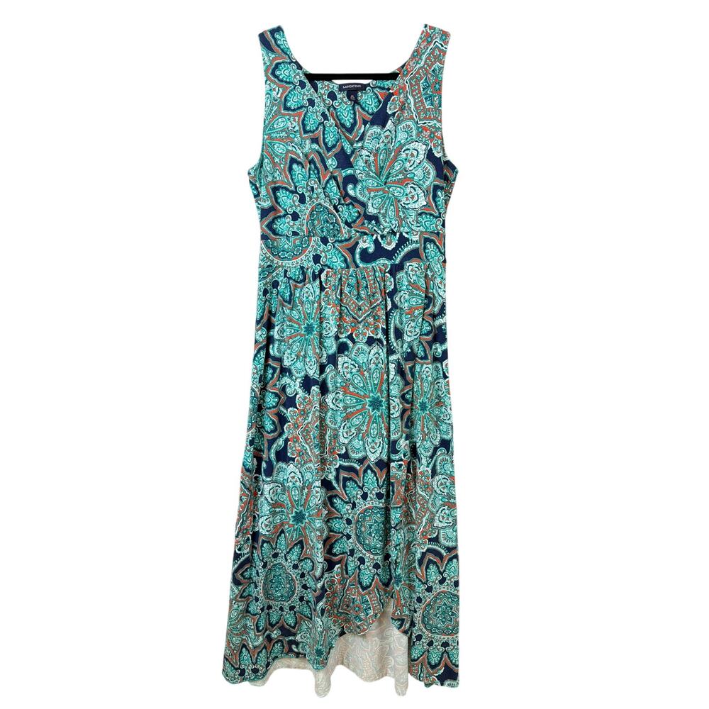 Lands End Multicolor V-Neck Sleeveless Maxi Dress Size M